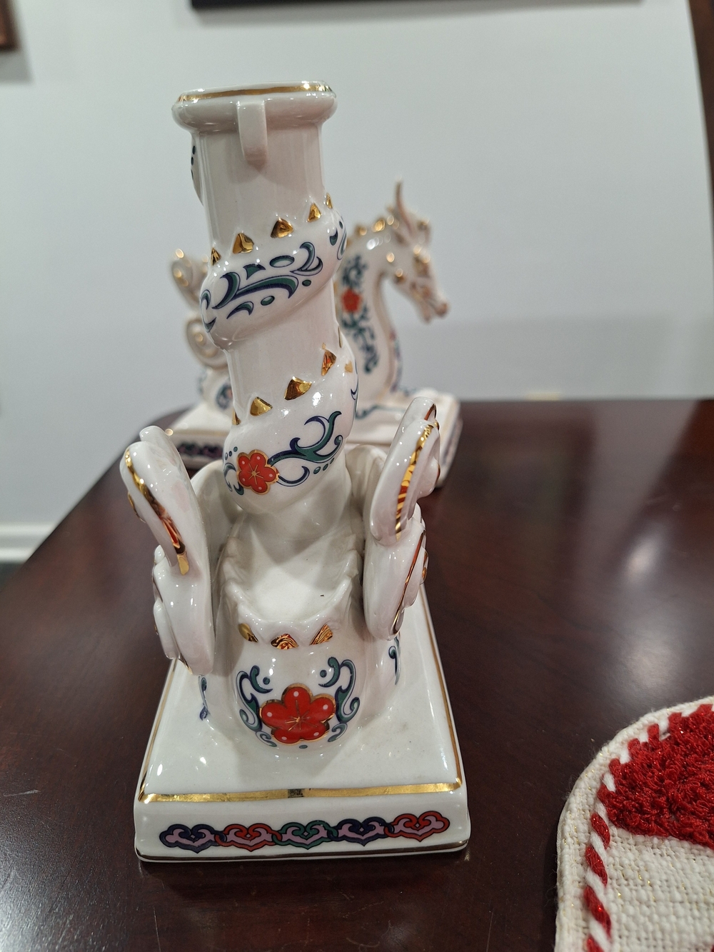 Imperial Dragons Of Heaven And Earth Porcelain Pair Of Candle Holders. - Picture 4 of 12